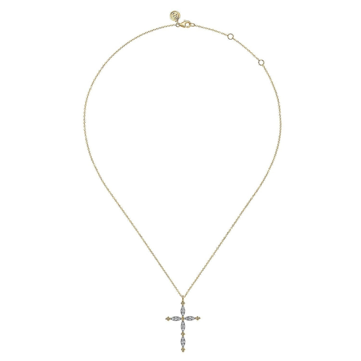 14K Yellow Gold Bujukan Diamond Cross Pendant Necklace NK7801Y45JJ