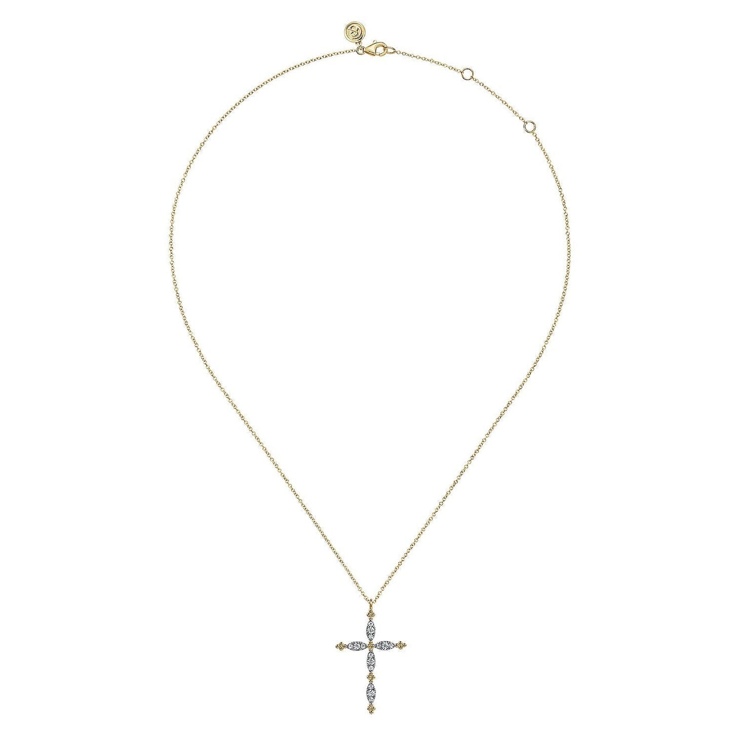 14K Yellow Gold Bujukan Diamond Cross Pendant Necklace NK7801Y45JJ