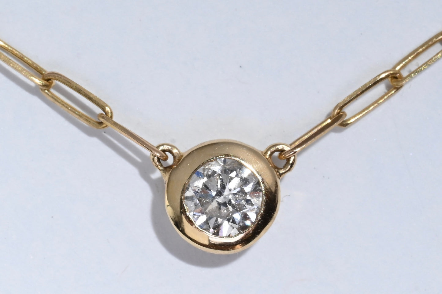 Diamond Pendant on Paperclip Chain