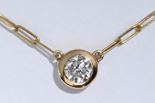 Diamond Pendant on Paperclip Chain