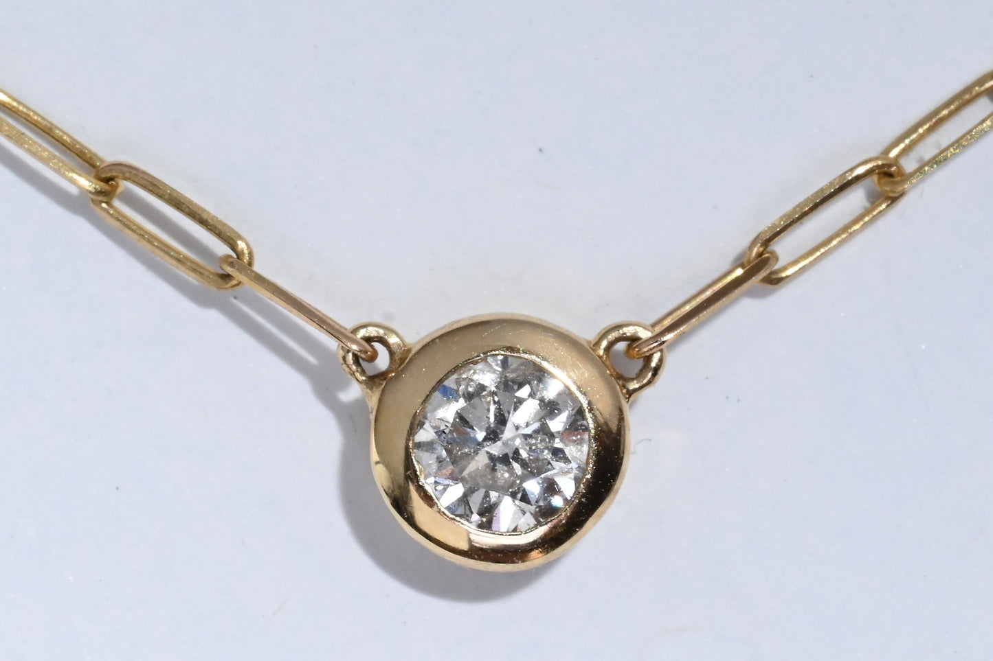 14Ky rolo diamond paperclip chain