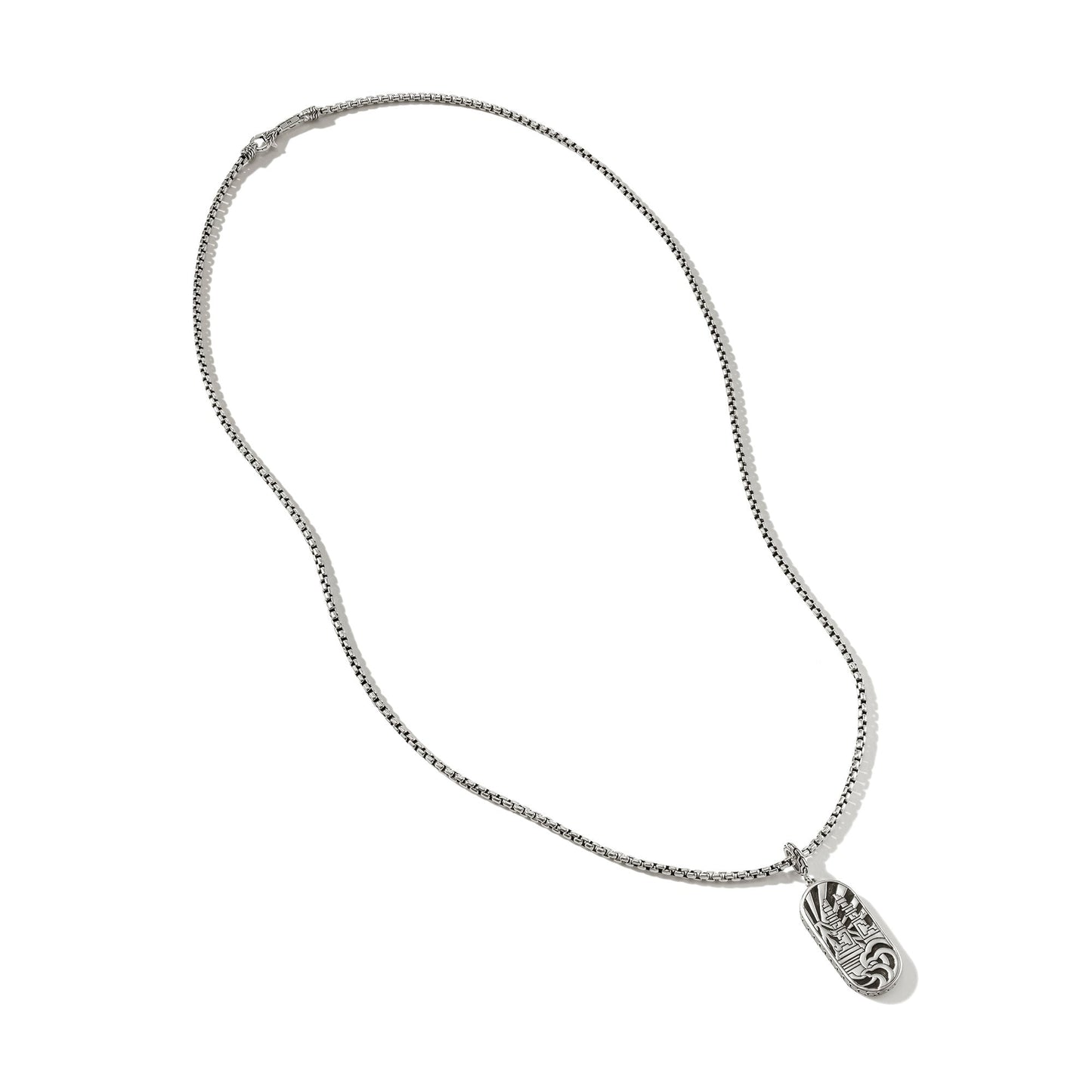 John Hardy Carved Tag Necklace, Silver, Gold, Gemstones NMZS9009655MOPLPZ