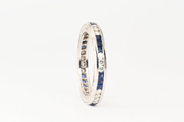 Eternity sapphire and diamond ring