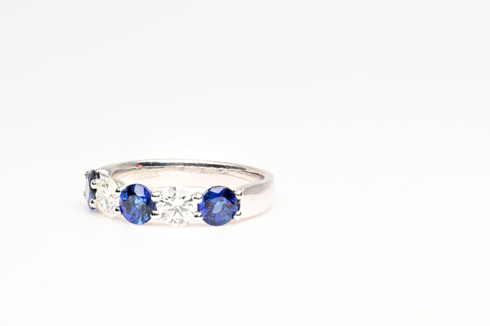 Diamond and sapphires ring