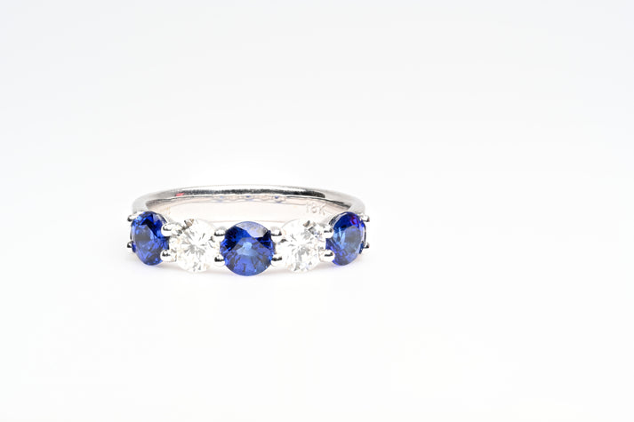 Diamond and sapphires ring