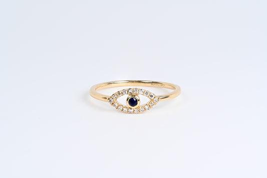 Evil eye ring with sapphire
