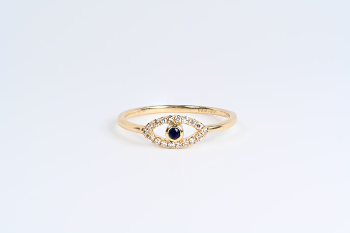 Evil eye ring with sapphire