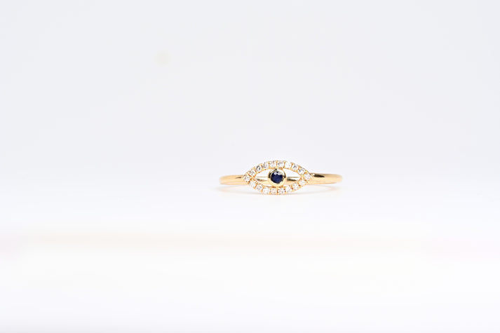 Evil eye ring with sapphire