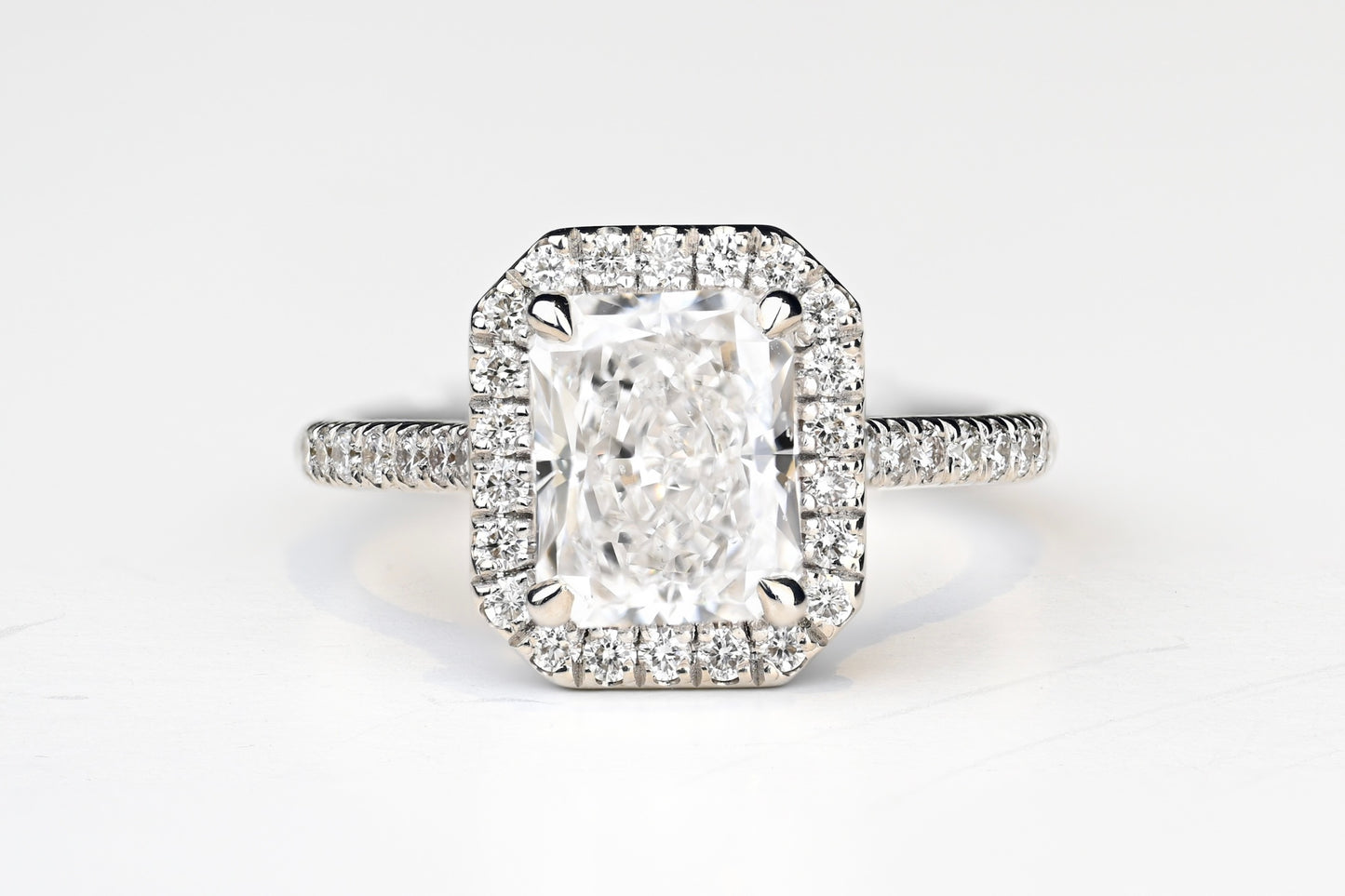 2.5ct Radiant Cut Halo Engagement Ring