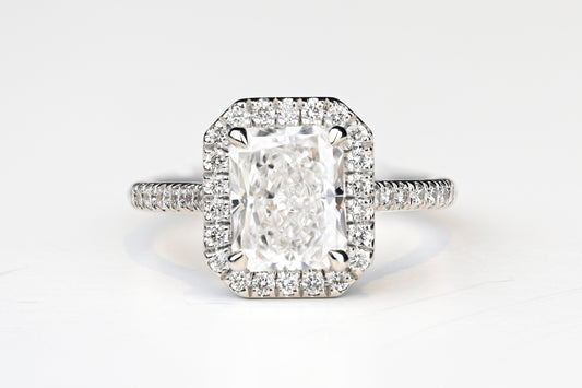2.5ct Radiant Cut Halo Engagement Ring