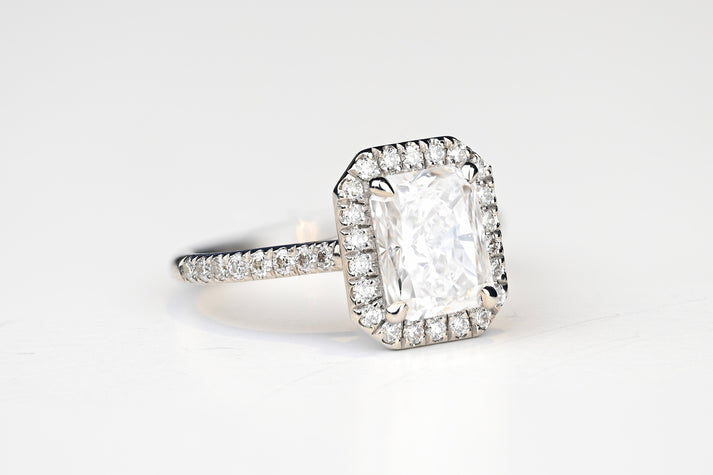2.5ct Radiant Cut Halo Engagement Ring
