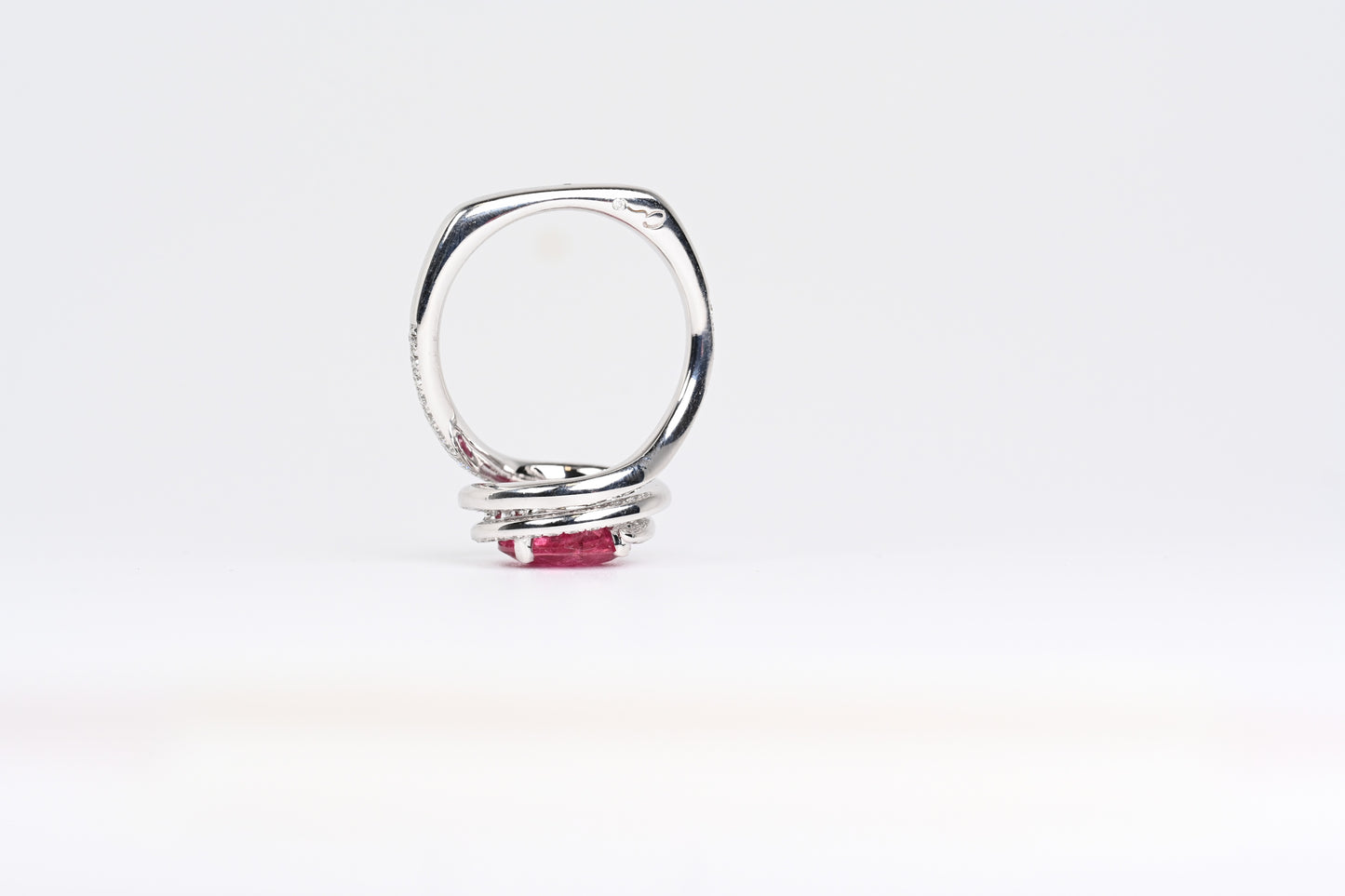 Pink tourmaline ring with diamonds