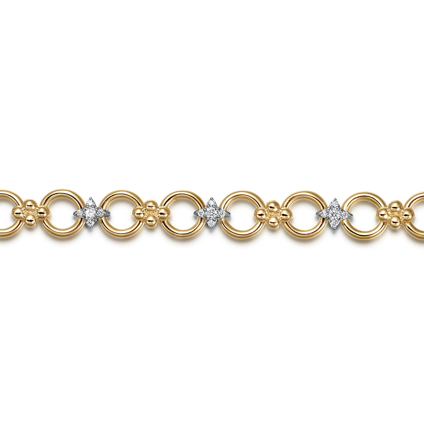 14K White & Yellow Gold Bujukan Diamond and Hollow Link Chain Bracelet TB5061M45JJ
