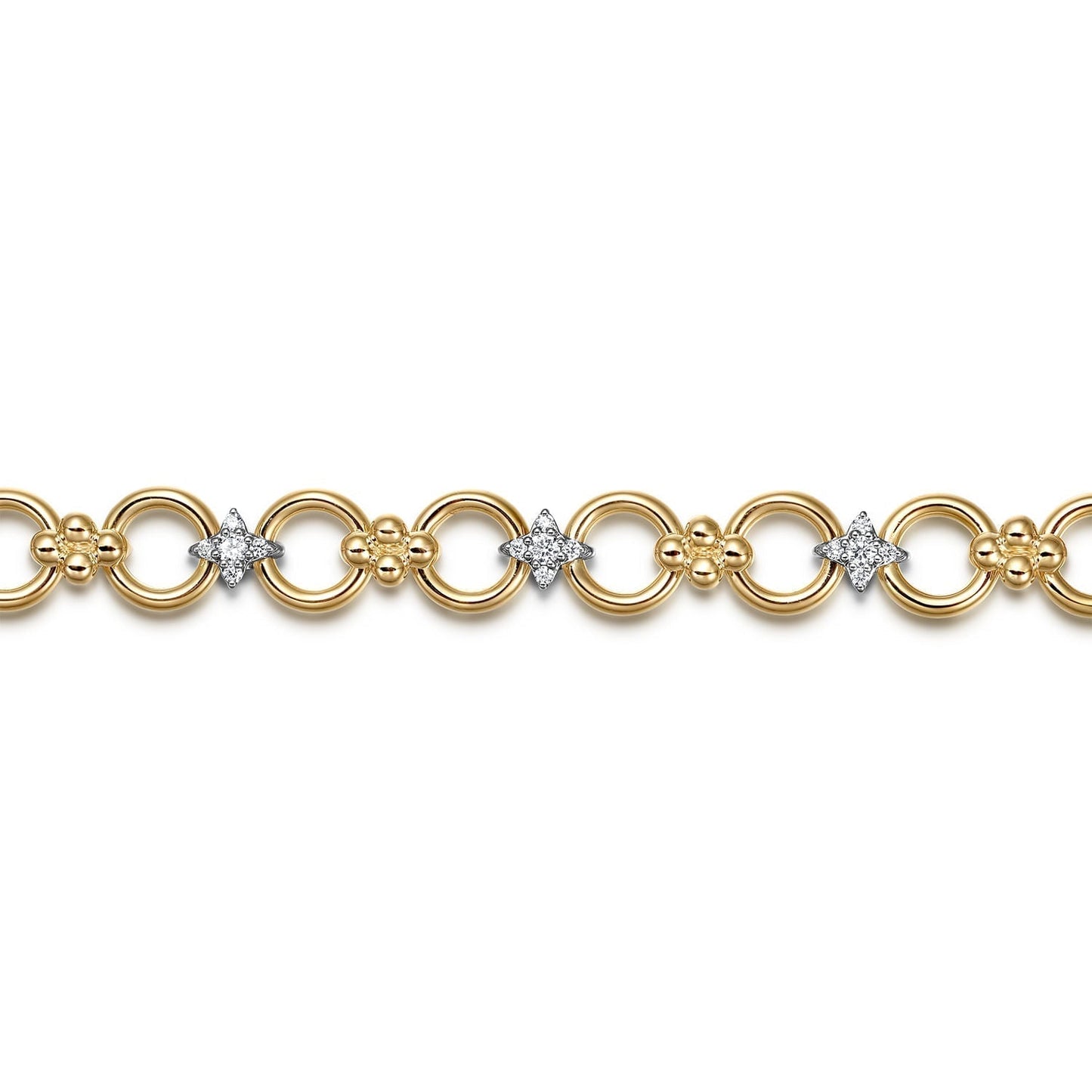 14K White & Yellow Gold Bujukan Diamond and Hollow Link Chain Bracelet TB5061M45JJ - Dejaun Jewelers