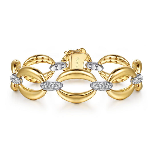 14K White & Yellow Gold Diamond Link Chain Bracelet TB5129M45JJ - Dejaun Jewelers