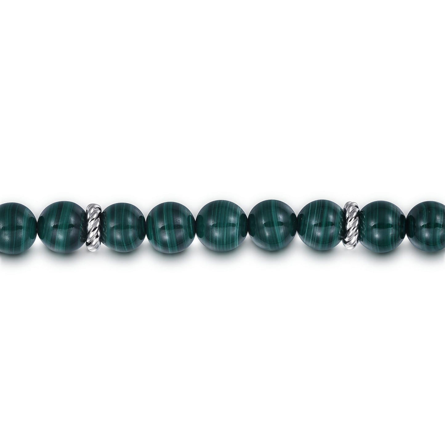 Sterling Silver and 8mm Malachite Beaded Bracelet TBM2080SVJMA - Dejaun Jewelers