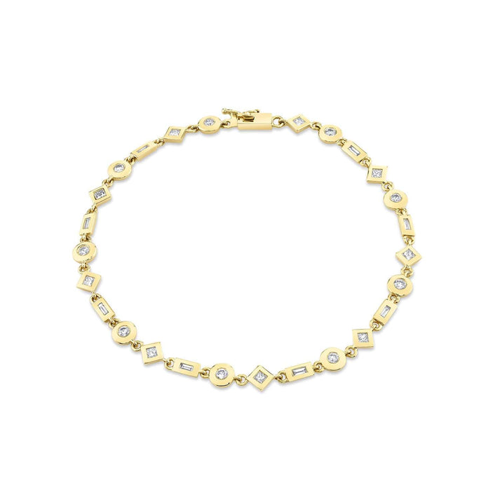 Mixed Shape Bezel Tennis Bracelet