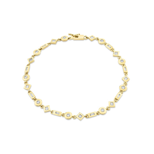 Mixed Shape Bezel Tennis Bracelet