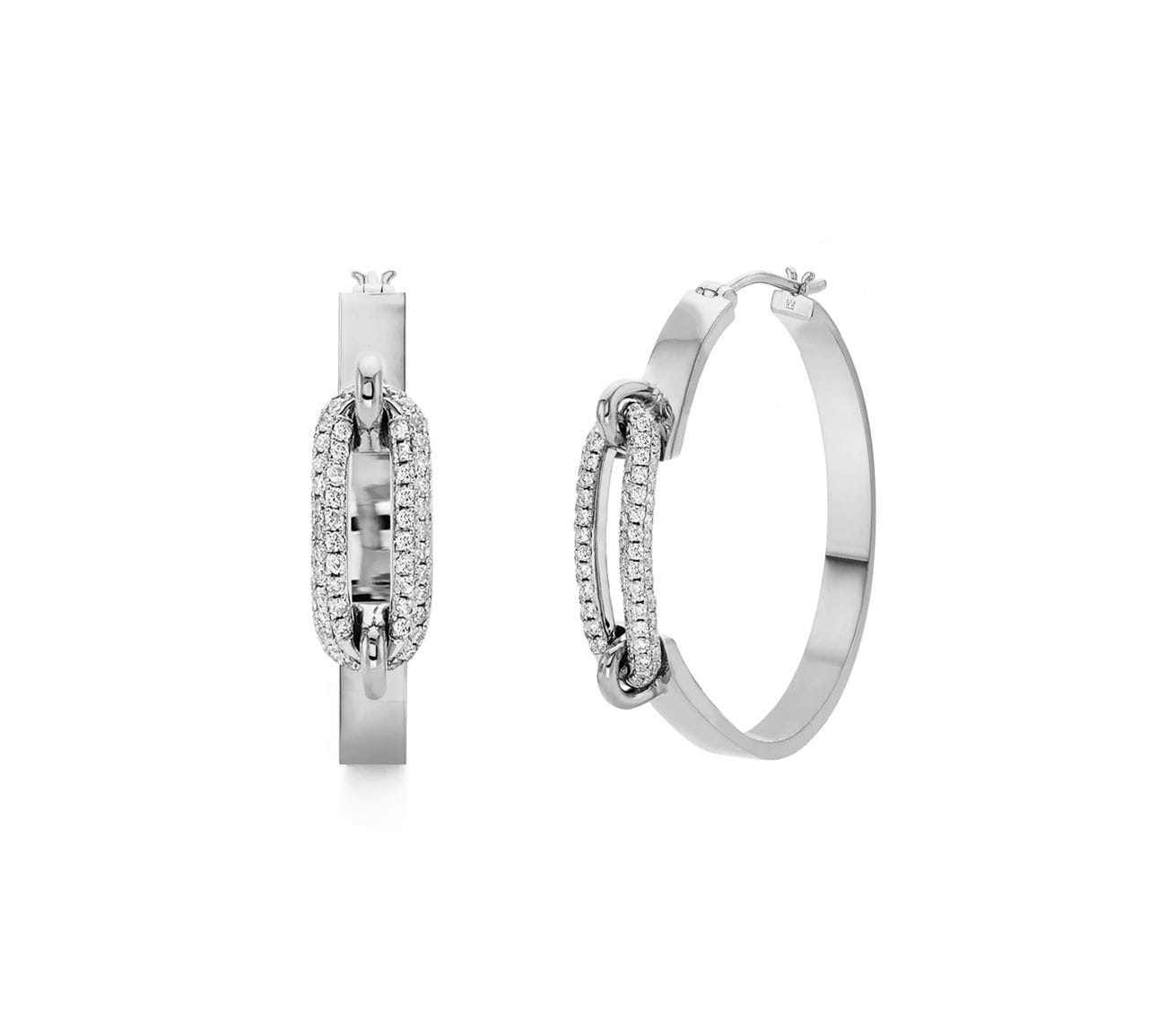 MICHAEL M Pavé Luxe Link Hoop Earrings