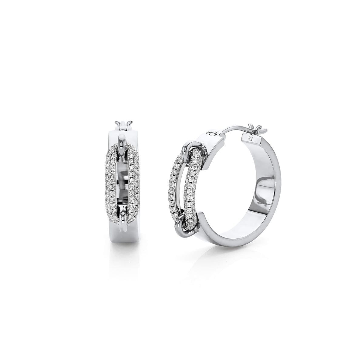 MICHAEL M Pavé Wide Luxe Link Hoop Earrings