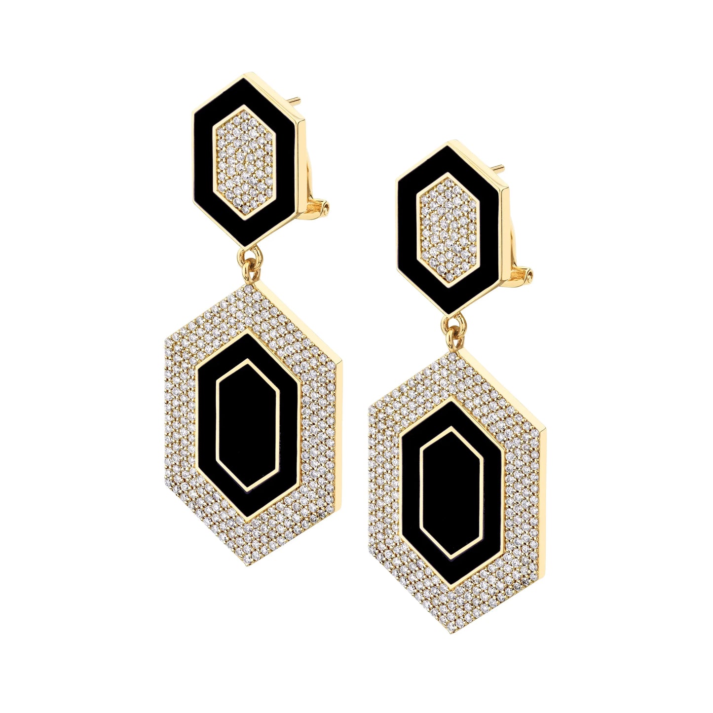 MICHAEL M Chroma Pavé Hexagon Cocktail Earrings ER490
