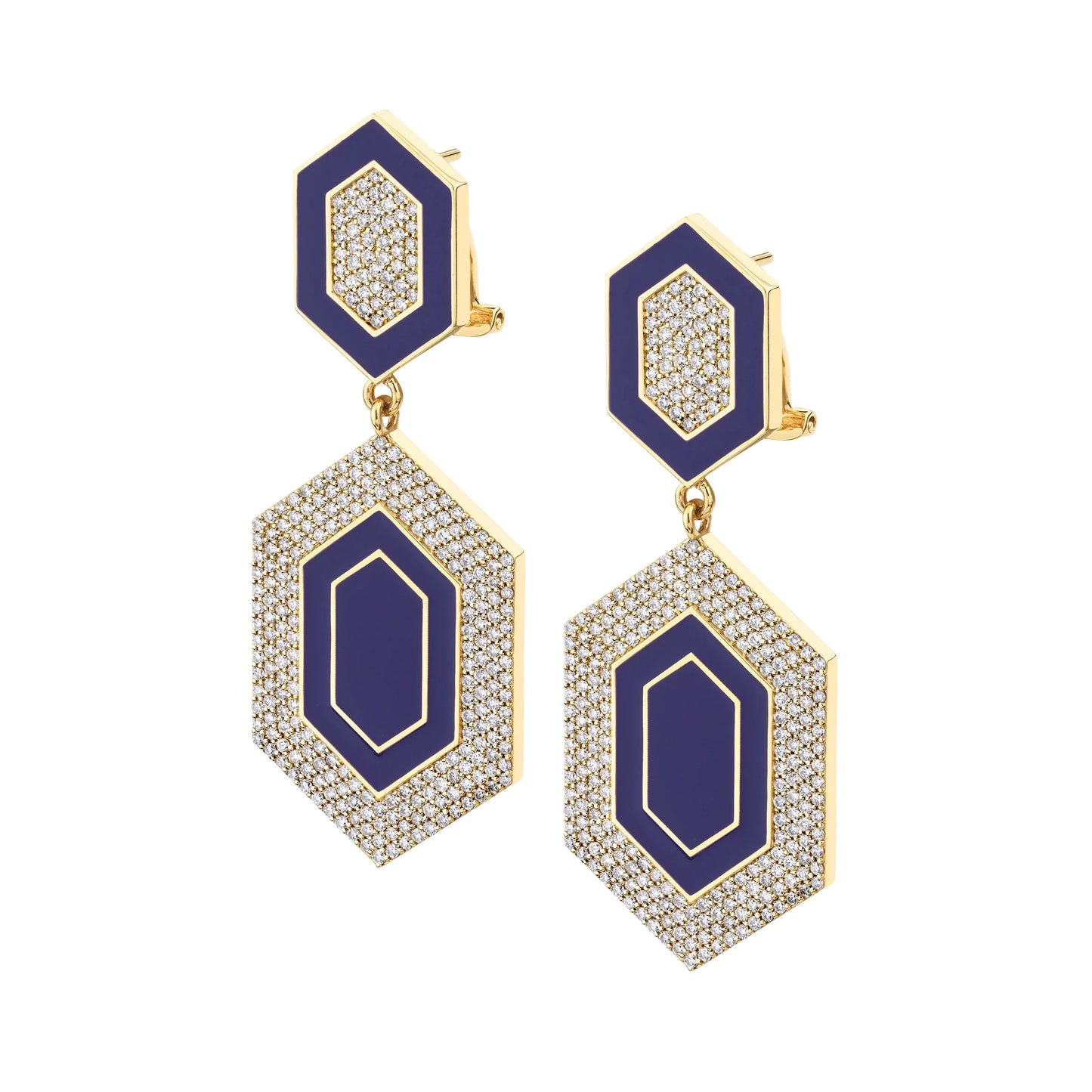MICHAEL M Chroma Pavé Hexagon Cocktail Earrings ER490