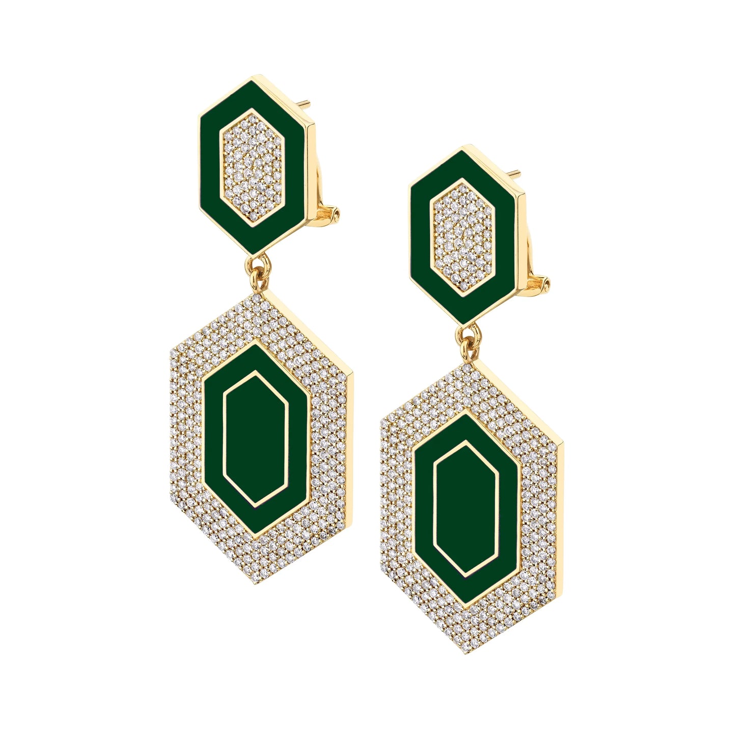 MICHAEL M Chroma Pavé Hexagon Cocktail Earrings ER490