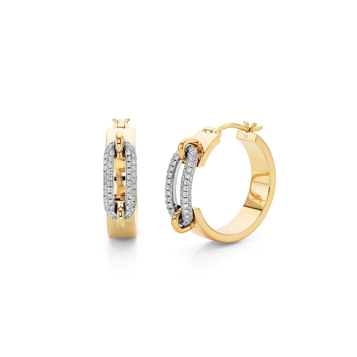 MICHAEL M Pavé Wide Luxe Link Hoop Earrings
