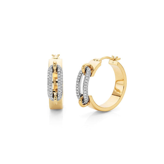MICHAEL M Pavé Wide Luxe Link Hoop Earrings