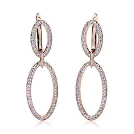 MICHAEL M Double Oval Diamond Drop Earrings MKOB169RG