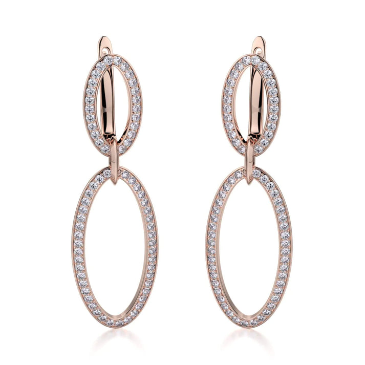 Double Oval Diamond Drop Earrings