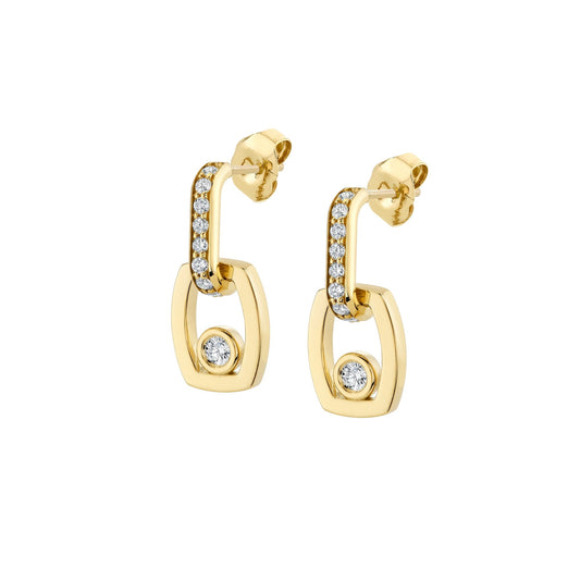 Link Earrings with Bezel Set Diamond