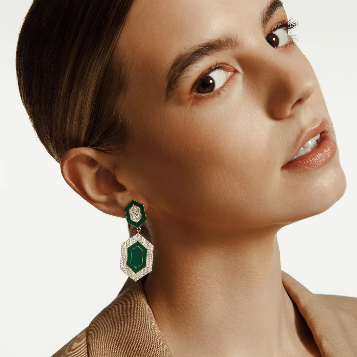 MICHAEL M Chroma Pavé Hexagon Cocktail Earrings ER490