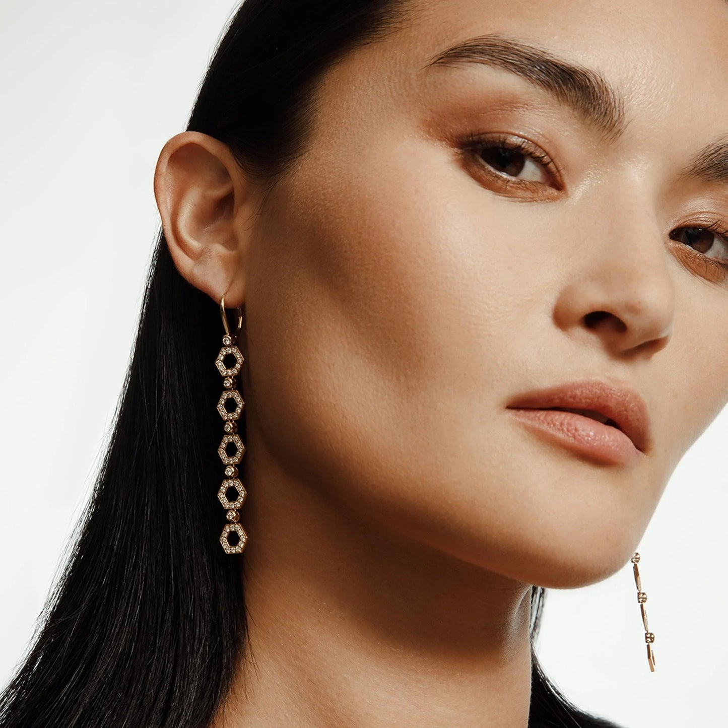MICHAEL M Pavé Hex Long Infinity Earrings ER501