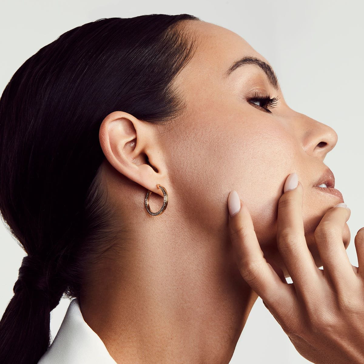 MICHAEL M Small Chroma Gold Edge Pavé Hoops ER480-HP-YG