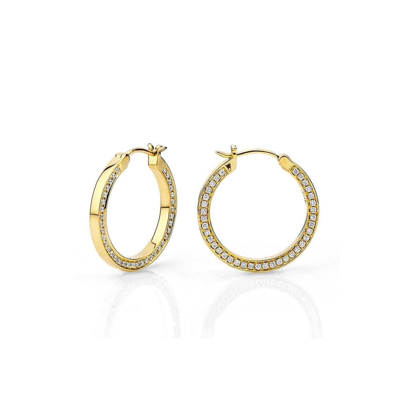 MICHAEL M Small Chroma Gold Edge Pavé Hoops ER480-HP-YG