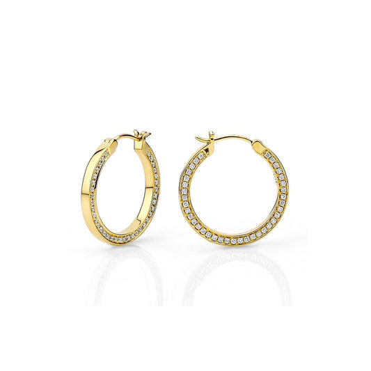 MICHAEL M Small Chroma Gold Edge Pavé Hoops ER480-HP-YG