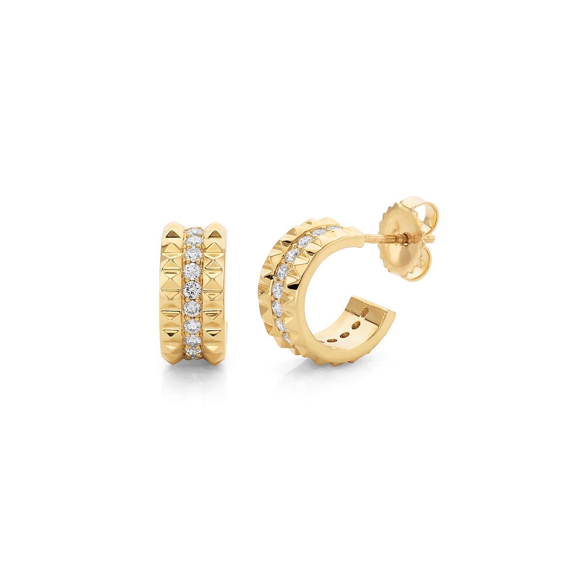 MICHAEL M Tetra Pavé Huggie Hoops ER350-YG