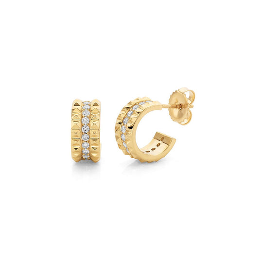 MICHAEL M Tetra Pavé Huggie Hoops ER350-YG