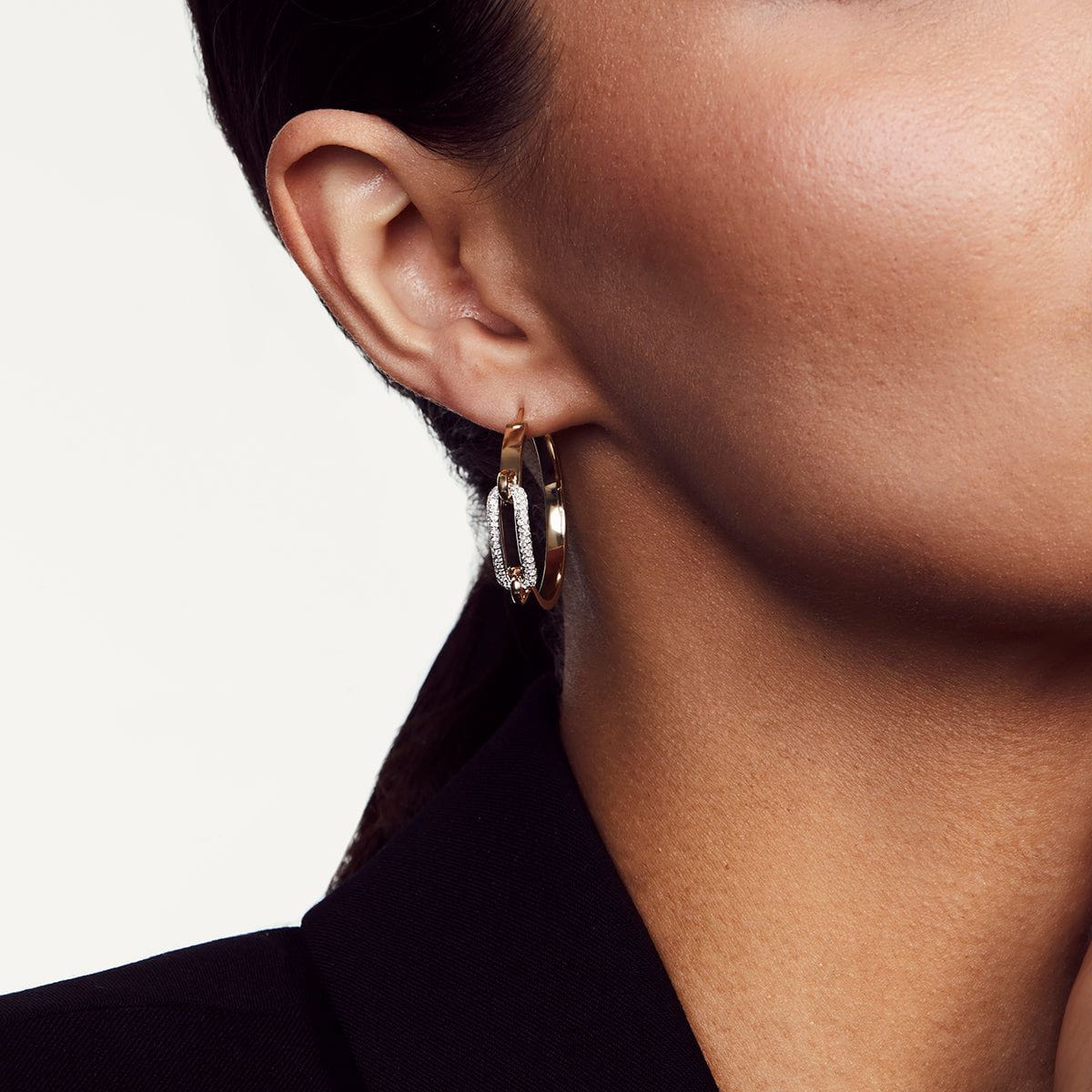 MICHAEL M Pavé Luxe Link Hoop Earrings