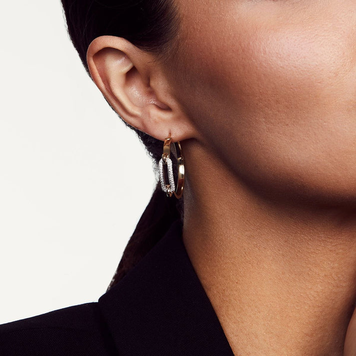 MICHAEL M Pavé Luxe Link Hoop Earrings