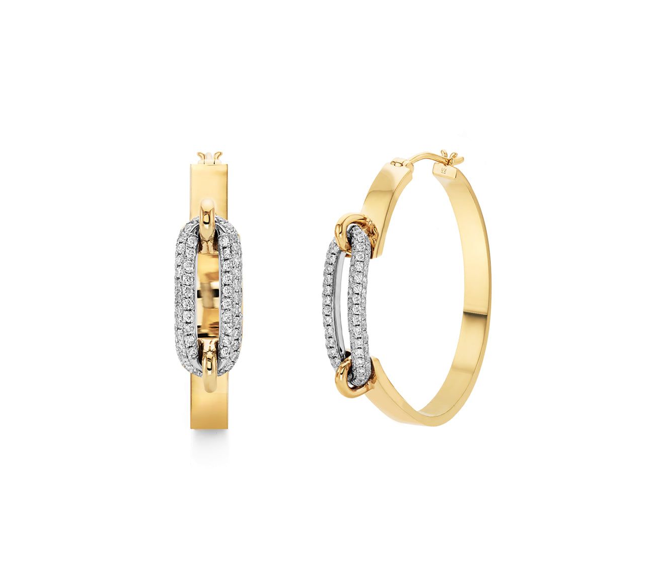 MICHAEL M Pavé Luxe Link Hoop Earrings