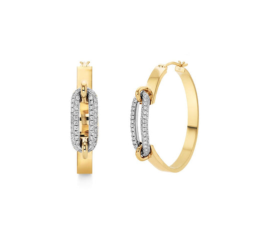 MICHAEL M Pavé Luxe Link Hoop Earrings