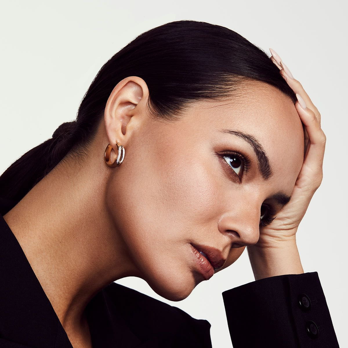 MICHAEL M Pavé Wide Luxe Link Hoop Earrings