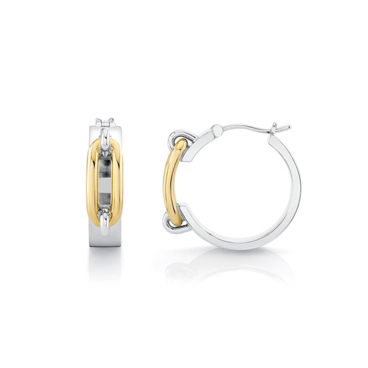 Wide Luxe Link Hoop Earrings in Gold & Silver