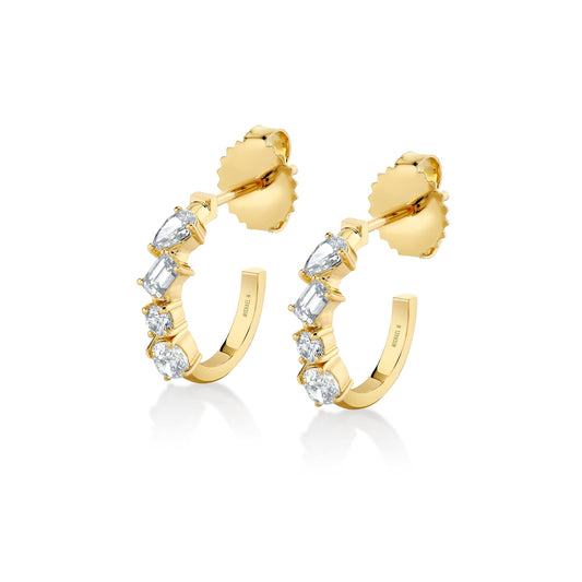Mini Montage Mixed Cut Diamond Hoops