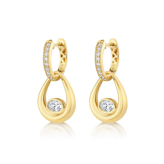 Orb Teardrop Bezel Drop Earrings