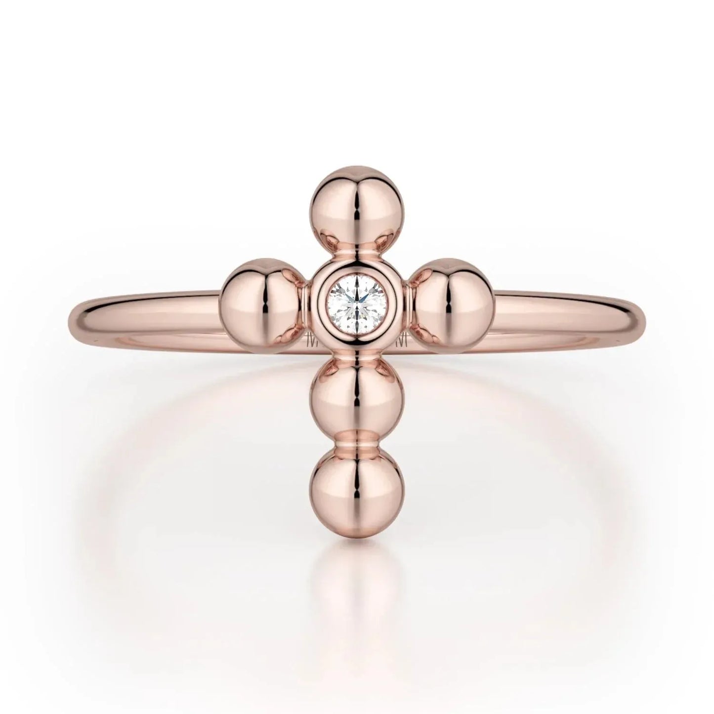 MICHAEL M Single Diamond Cross Ring F329-YG4