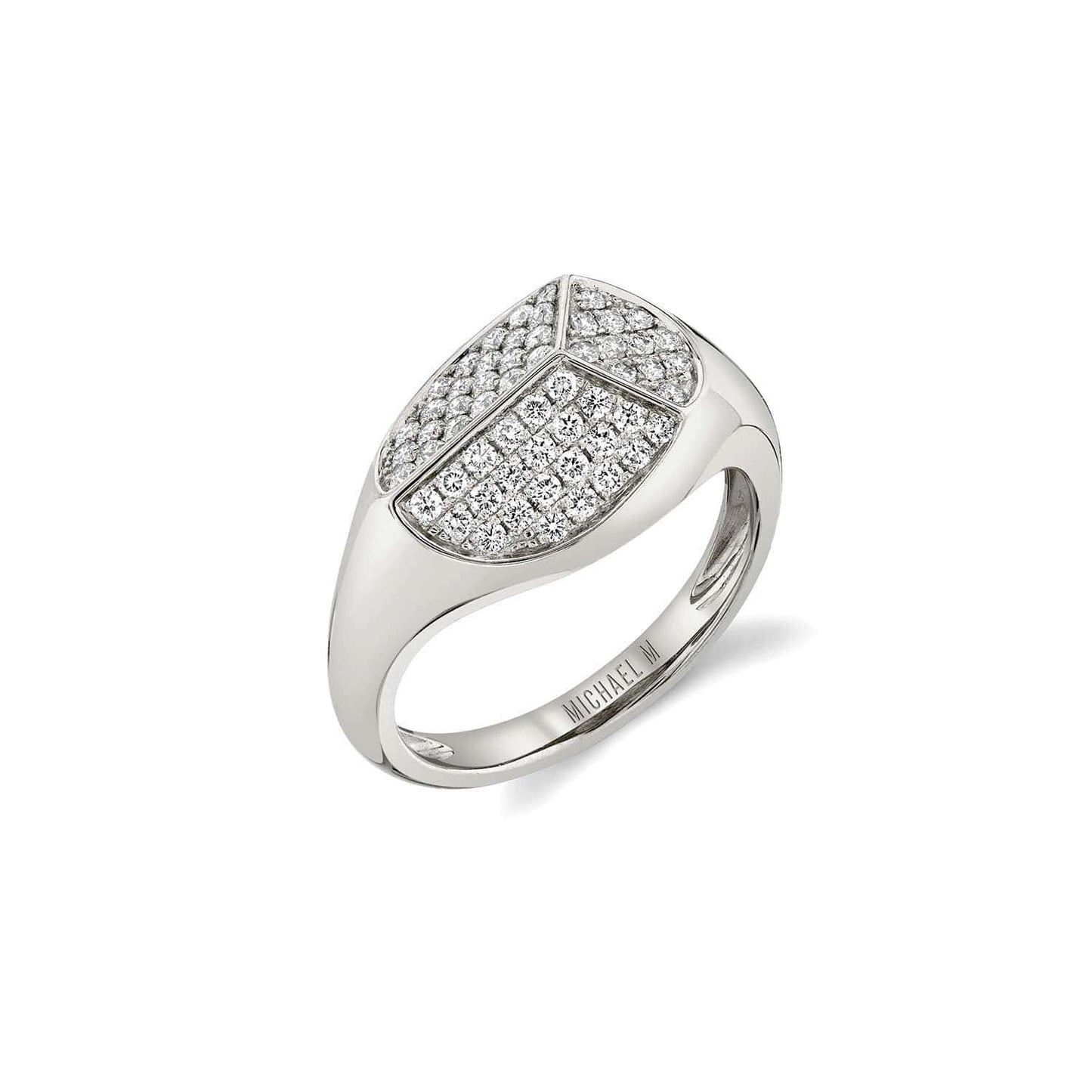 MICHAEL M Carve Signet Ring with Pavé F465
