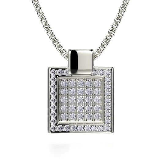 Diamond Filled Square Pendant Necklace